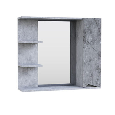 Зеркало-шкаф SANTREK HOME "Джой-80" (Бетон светлый) Правый 820х700х175