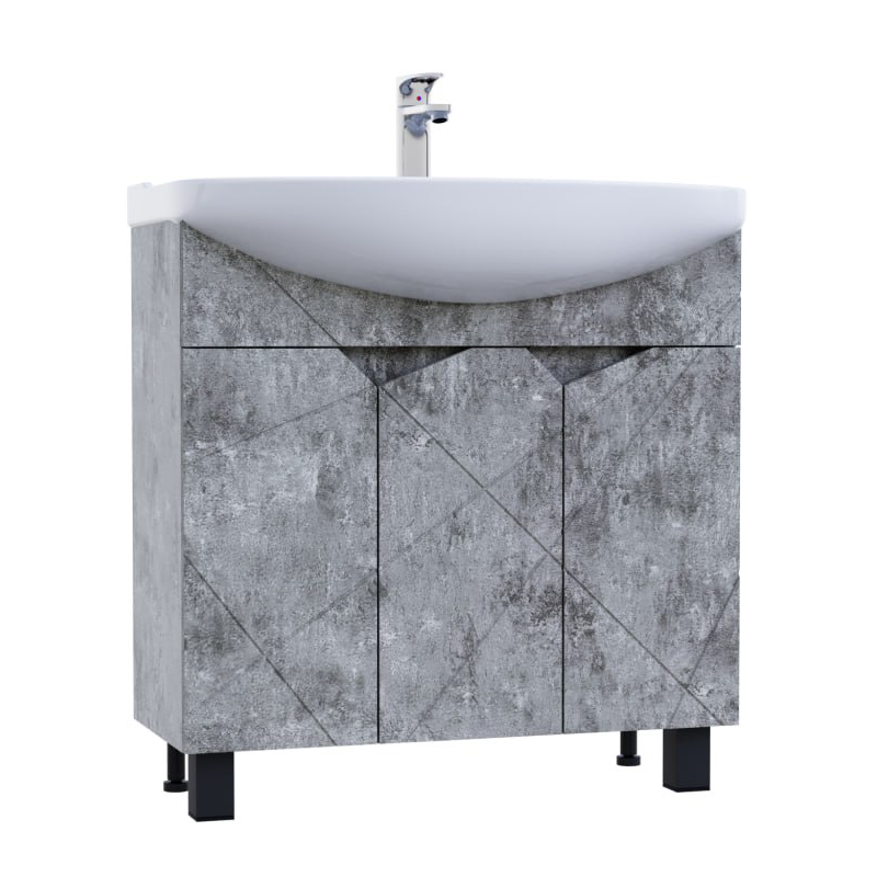 Подстолье SANTREK HOME "Джой-80" (Бетон светлый) 3 двери под умывальник "Тигода-80" 750х800х440