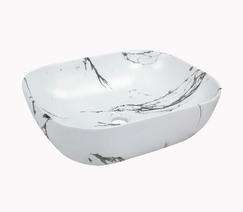 Раковина накладная HOLLER K-6513-SZ2 (450*320*135мм), белый мрамор