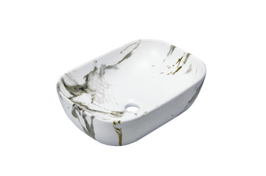 Раковина накладная HOLLER K-6513-SZ2 (450*320*135мм), белый мрамор