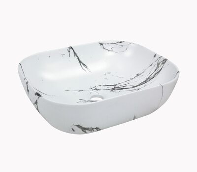 Раковина накладная HOLLER K-6513-SZ2 (450*320*135мм), белый мрамор