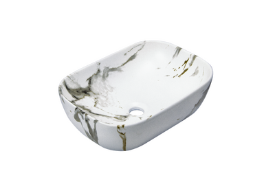 Раковина накладная HOLLER K-6513-SZ2 (450*320*135мм), белый мрамор