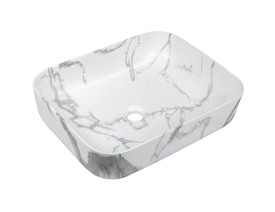 Раковина накладная HOLLER K-6509-SZ6 (500*400*130мм), белый мрамор