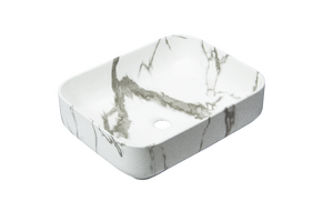 Раковина накладная HOLLER K-6509-SZ6 (500*400*130мм), белый мрамор