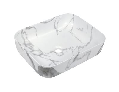 Раковина накладная HOLLER K-6509-SZ6 (500*400*130мм), белый мрамор