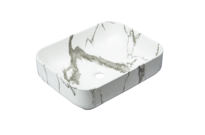 Раковина накладная HOLLER K-6509-SZ6 (500*400*130мм), белый мрамор