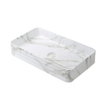 Раковина накладная HOLLER K-6275-SZ8 (665*375*120мм) белый мрамор