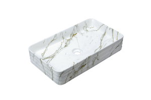 Раковина накладная HOLLER K-6275-SZ8 (665*375*120мм) белый мрамор