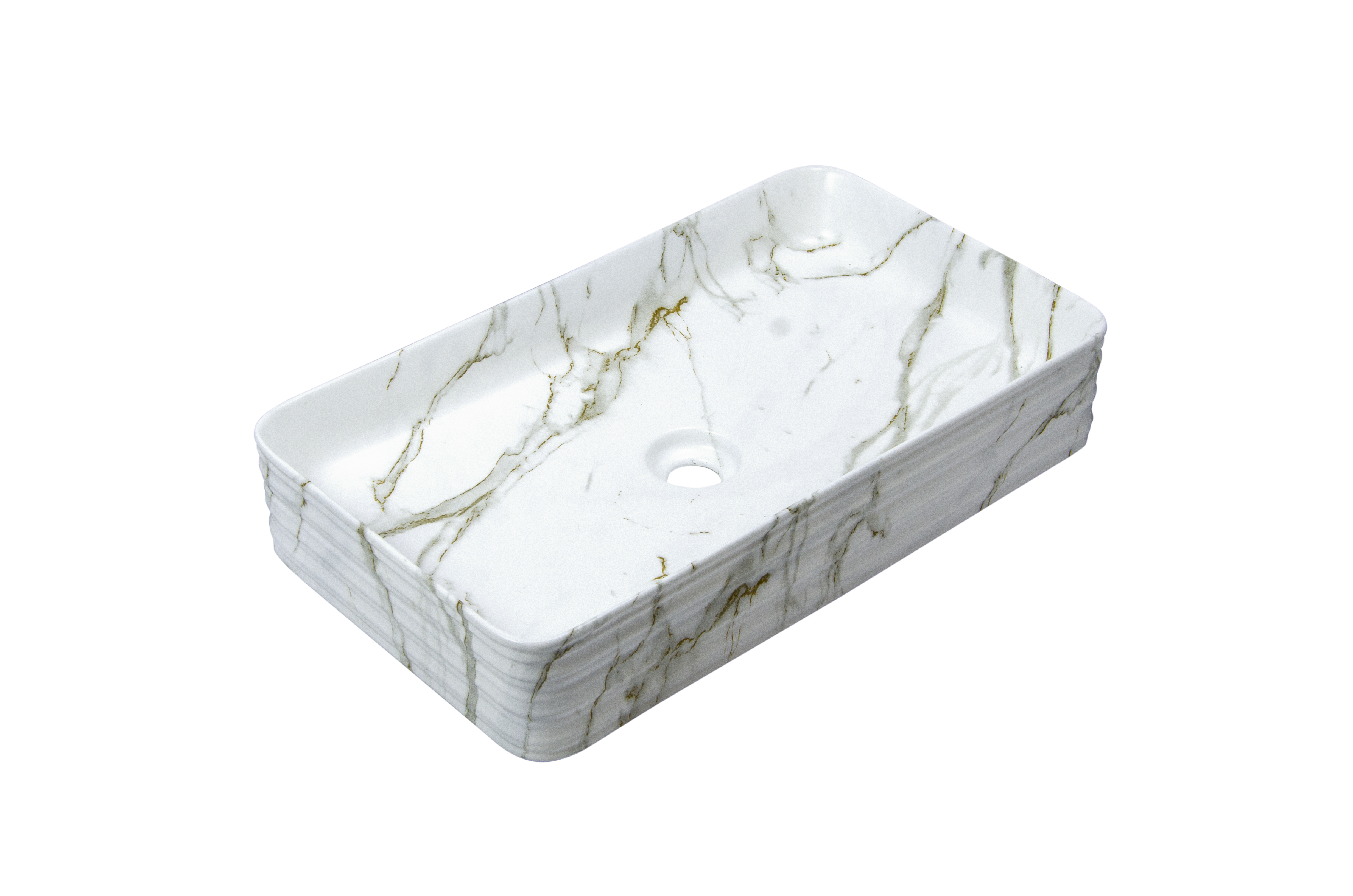 Раковина накладная HOLLER K-6275-SZ8 (665*375*120мм) белый мрамор