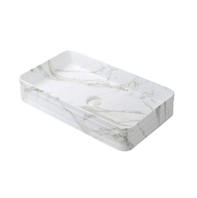 Раковина накладная HOLLER K-6275-SZ8 (665*375*120мм) белый мрамор