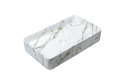 Раковина накладная HOLLER K-6275-SZ8 (665*375*120мм) белый мрамор