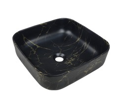 Раковина накладная HOLLER K-6508-SZ9 (385*385*135мм), темный мрамор