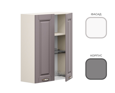 Шкаф навесной ШСВ-700_Н10 (сушка) CHALET Корпус - Серый Шифер  Фасад МДФ - матовая Ясень Дип белый ОК669+УН449+МД923