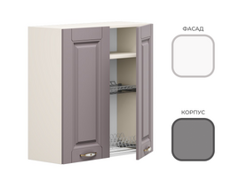 Шкаф навесной ШСВ-800_Н8 (сушка) CHALET Корпус - Серый Шифер  Фасад МДФ - матовая Ясень Дип белый ОК811+УН521+МД921