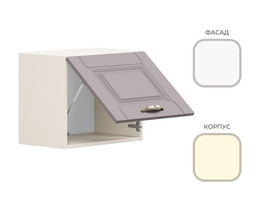 Шкаф навесной Г-600_Н8 (с подъём.ств) CHALET Корпус - Миндаль  Фасад МДФ - матовая Ясень Дип белый (2 места) МИ968+УЛ809