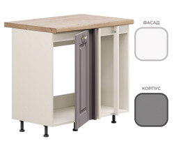 Стол МП-850 (угл. 1ств.) CHALET Корпус - Серый Шифер  Фасад МДФ - матовая Ясень Дип белый ШВ741+УК652
