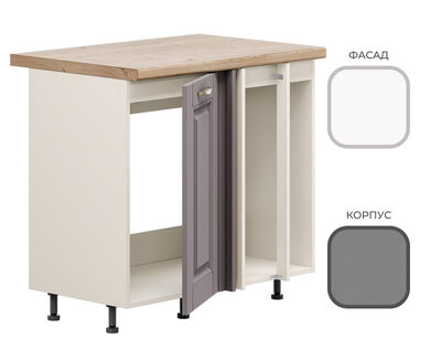Стол МП-850 (угл. 1ств.) CHALET Корпус - Серый Шифер  Фасад МДФ - матовая Ясень Дип белый ШВ741+УК652