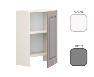 Шкаф навесной ШВВ-600_Н8 (встр.вытяжка) CHALET Корпус - Серый Шифер  Фасад МДФ - матовая Ясень Дип белый ОК781+УМ869