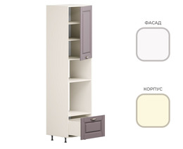 Шкаф ПДМ-600_Н10 (пенал дух.шк+свч.) CHALET Корпус - Миндаль  Фасад МДФ - матовая Ясень Дип белый (3 места) МИ846+УК310