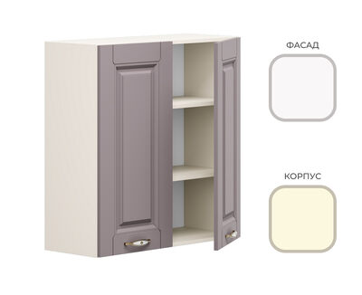 Шкаф навесной Ш-800_Н8 CHALET Корпус - Миндаль  Фасад МДФ - матовая Ясень Дип белый (2 места) МИ988+УМ701