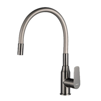 DR29024GM Смеситель одноручный для кухни с гибким изливом, графит, DECOROOM
