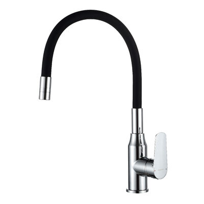 DR29024-Black Смеситель одноручный для кухни с гибким изливом, хром/чёрный, DECOROOM
