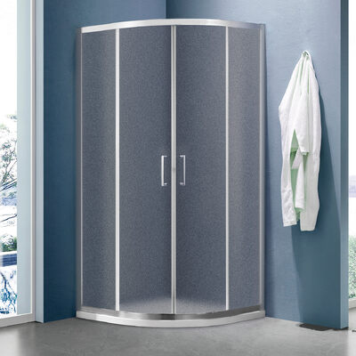 Душевое ограждение SANTREK AQUA Lea- R-800-G-Brushed 800*800*1850 Радиус стекло ГРЕЙП 5мм, профиль Сатин 