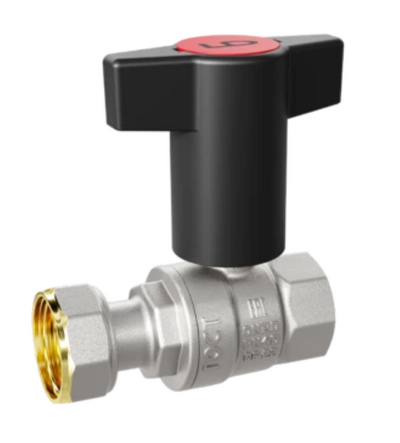 Кран вода LD Pride 1/2" г/г Т-рукоятка (красная+голубая) с накидной гайкой LD 47.341.15 RB