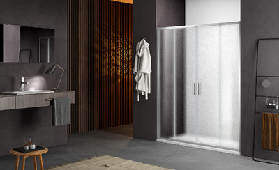 Душевое ограждение SANTREK AQUA Time- DF-1800-G-Chrome 1800*1950 Прямое стекло Грейп 6 мм, профиль Хром