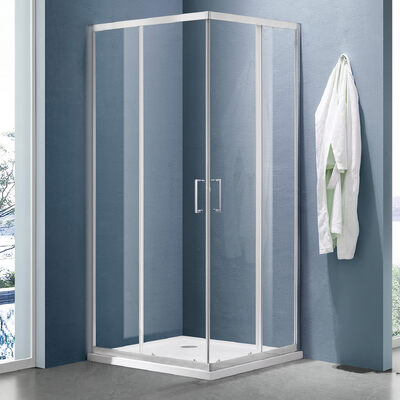 Душевое ограждение SANTREK AQUA Lea-CR-900*800-C-Brushed 900*800*1850 Г-обр. стекло Прозр 5мм, профиль Сатин