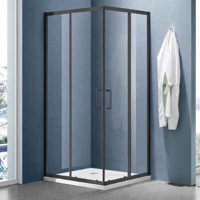 Душевое ограждение SANTREK AQUA Lea-CR-1200*800-C-Matt Black 1200*800*1850  Г-обр. стекло Прозр 5мм, профиль Чёрный 