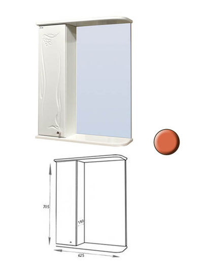 Зеркало-шкаф SANTREK HOME "Глория 60" левый (апельсин) 625*705*180