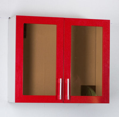 Шкаф для посуды 80 красный металлик (со стеклом) фасад МДФ SANTREK HOME