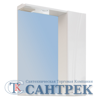 Зеркало-шкаф SANTREK HOME "Сонет-С 65" с подсветкой правый (белый) 605*700*185