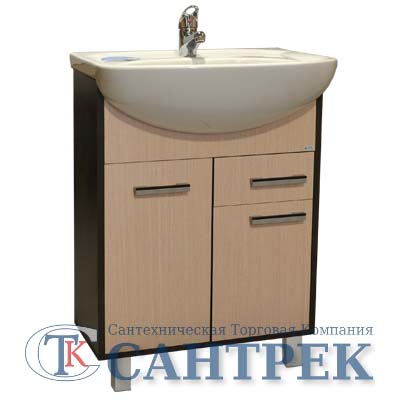 Подстолье SANTREK HOME "ЭКОНОМ-60" 2дв+1ящ (венге/дуб млечн) под умыв Эрика 61 590х800х284