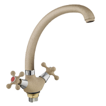 Смеситель Кухня Lemen 1/2 м/к, КРЕСТ, на гайке бежевый (LD 91765М)