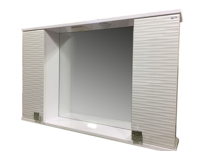 Зеркало + шкаф SANTREK HOME "FIESTA-100" волна 3D (белый мет.) 1000*650*165