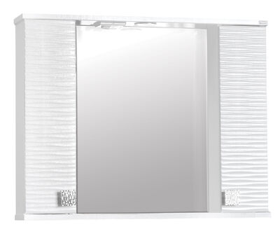Зеркало + шкаф SANTREK HOME "FIESTA-80" волна 3D (белый мет.) 800*650*150