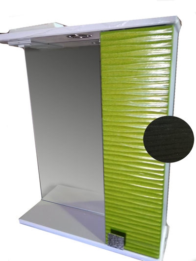 Зеркало + шкаф SANTREK HOME "FIESTA-50" волна 3D правый (черный мет.) 500*650*150