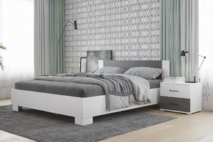 Кровать "NOVA" 1,6м (белый / бетон) (3 места)