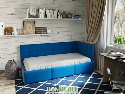 Кровать "Оттава" 900 с подъемным механизмом - ткань синяя (ловерс) (2 места)