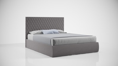 Кровать Стелла 140х200 (ППМ, 800H, Микровелюр серый)