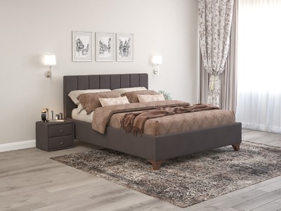 Кровать Оливия 160х200 (ППМ, 800H, TM-13 коричневый)