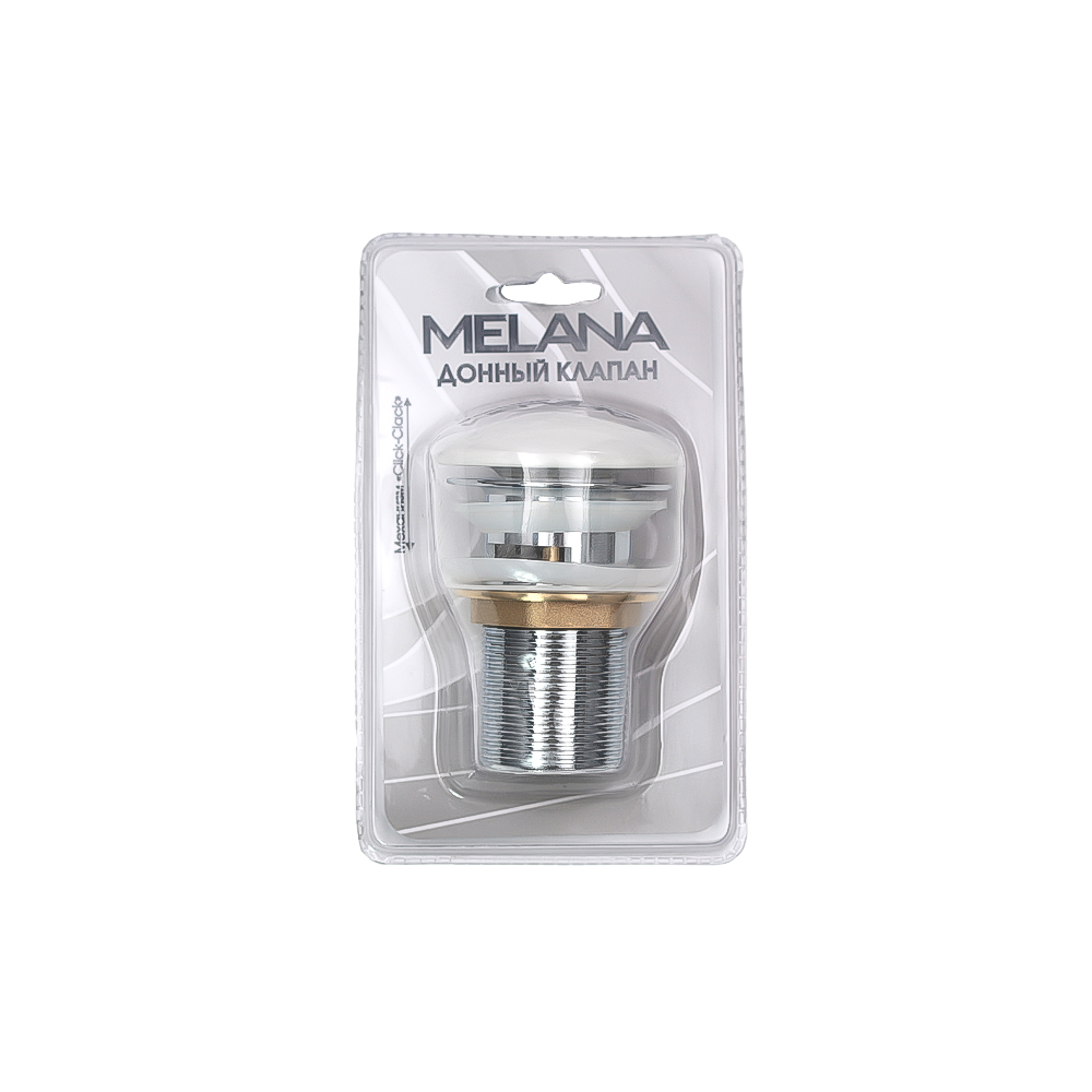 MLN-335301 донный клапан с переливом (Белый) Click-clack MELANA (в блистере)