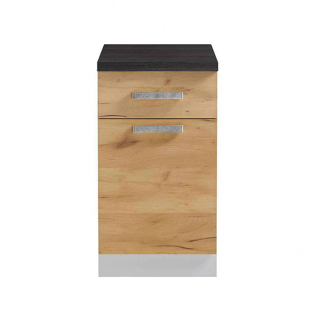 Стол разделочный МУВИ, 1 ящик Н400-1Я Дуб Крафт Золотой (810х400х450) Столешница Дуб Обожённый (1165)