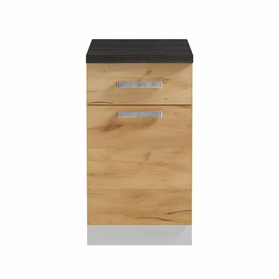 Стол разделочный МУВИ, 1 ящик Н400-1Я Дуб Крафт Золотой (810х400х450) Столешница Дуб Обожённый (1165)