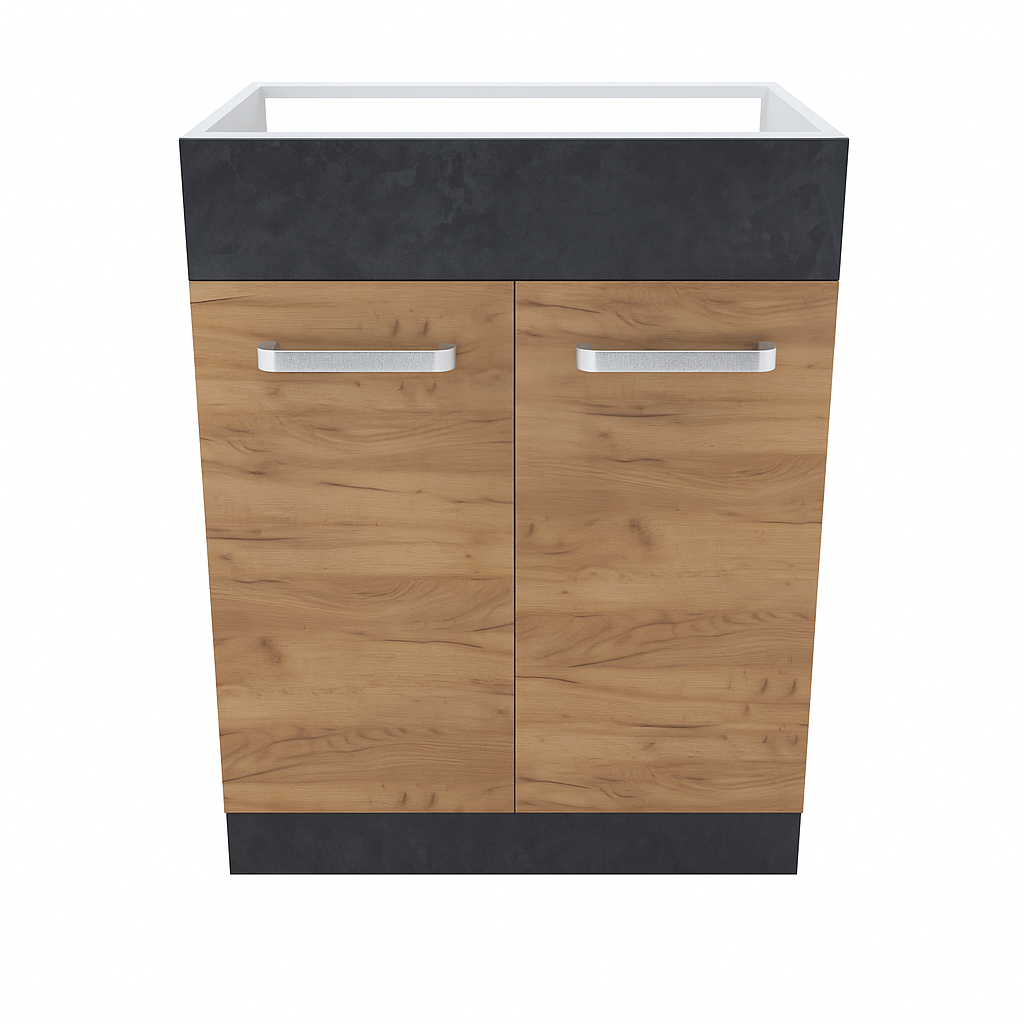 Стол под мойку МУВИ/ЦЕМЕНТ, М600 Дуб Крафт Золотой/Цемент Темный (810х600х450) (1185)