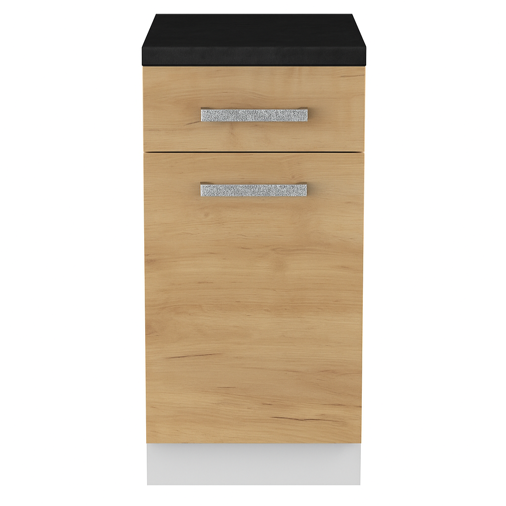 Стол разделочный МУВИ/ЦЕМЕНТ, 1 ящик Н400-1Я Дуб Крафт Золотой/Цемент Темный (810х400х450) Столешница Дуб Обожённый (1188)