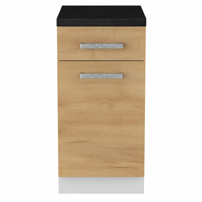 Стол разделочный МУВИ/ЦЕМЕНТ, 1 ящик Н400-1Я Дуб Крафт Золотой/Цемент Темный (810х400х450) Столешница Дуб Обожённый (1188)