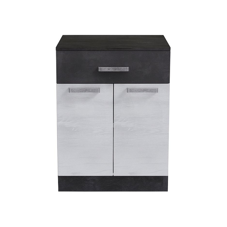 Стол разделочный НИКА, 1 ящик Н600-1Я Цемент Темный/Бетон Пайн (810х600х450) Столешница Луна (1213)